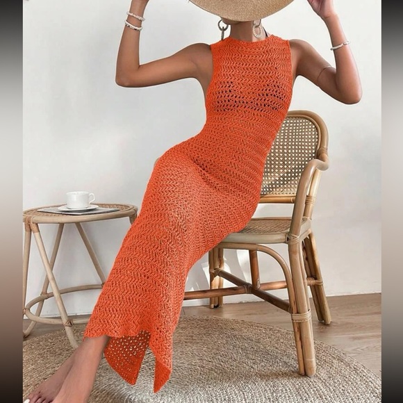 SHEIN Other - SHEIN Swim BohoFeel Hollow Out Split Thigh
Cover Up Dress Without Bikini